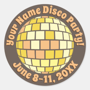 Retro Gold Disco-Kugel PERSONALISIERT Runder Aufkleber