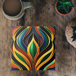 Retro Gold Farbenfrohe Kunst-Déco Fliese<br><div class="desc">Dieses Design ist ein Art Deko Stil mit fett gekrümmten geometrischen Formen mit lebhaften Farben und komplizierten Details. Das hohe Maß an Details und Symmetrie macht das Design zu einem faszinierenden Blickwinkel. Es wird mit modernster Technologie ausgeliefert und ist ein atemberaubendes Beispiel für die Schönheit digitaler Kunst und des digitalen...</div>