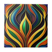 Retro Gold Farbenfrohe Kunst-Déco Fliese (Vorderseite)