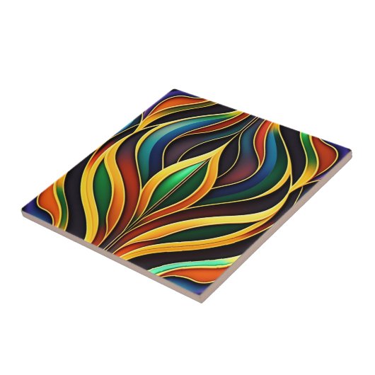 Retro Gold Farbenfrohe Kunst-Déco Fliese (Seite)