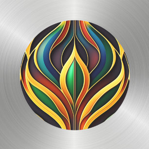 Retro Gold Farbenfrohe Kunst-Déco Runder Aufkleber