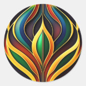 Retro Gold Farbenfrohe Kunst-Déco Runder Aufkleber (Vorderseite)