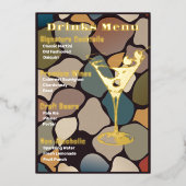 Retro Gold Foiled Beverage Menü (Vorderseite)