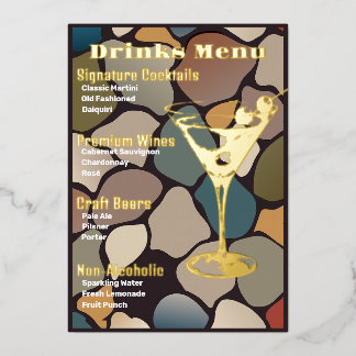 Retro Gold Foiled Beverage Menü