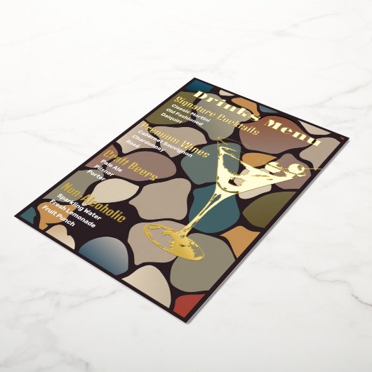 Retro Gold Foiled Beverage Menü (Gedreht)