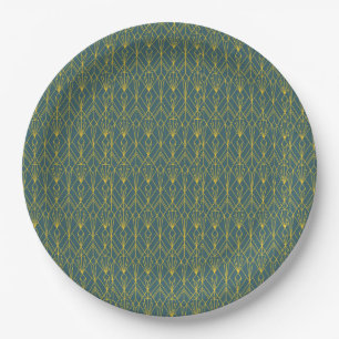 Retro Gold geometrische Art Deco Vintage Muster Pappteller