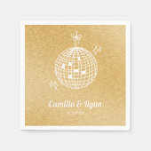 Retro Gold Glitzer Disco Hochzeitsdekor Napkins Serviette (Vorderseite)
