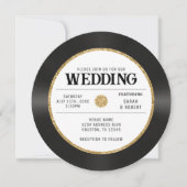 Retro Gold Glitzer Vinyl Record Wedding Einladung (Vorderseite)