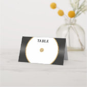 Retro Gold Glitzer Vinyl Record Wedding Platzkarte (Vorderseite)