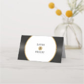 Retro Gold Glitzer Vinyl Record Wedding Platzkarte (Rückseite)