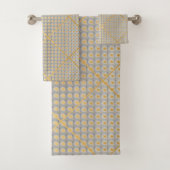 RETRO GOLD GRAY SPOT ABSTRAKT BADEZIMMER TOWEL BADHANDTUCH SET (Insitu)