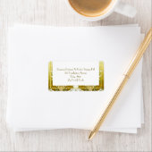 Retro Gold Green Damask Hochzeit Adressaufkleber (Insitu)