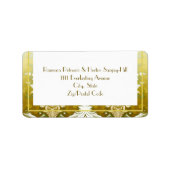 Retro Gold Green Damask Hochzeit Adressaufkleber (Vorne)