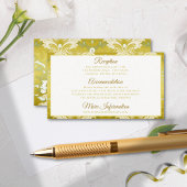 Retro Gold Green Damask Hochzeit Begleitkarte