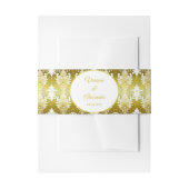 Retro Gold Green Damask Hochzeit Einladungsbanderole (Vorderseite Beispiel)