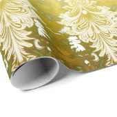 Retro Gold Green Damask Hochzeit Geschenkpapier (Rolleneckpunkt)