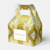 Retro Gold Green Damask Hochzeit Geschenkschachtel (Vorderseite)