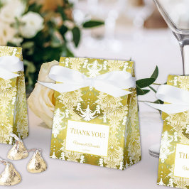 Retro Gold Green Damask Hochzeit Geschenkschachtel