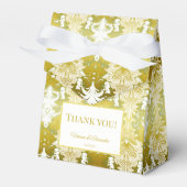 Retro Gold Green Damask Hochzeit Geschenkschachtel (Vorderseite)