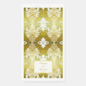 Retro Gold Green Damask Hochzeit Serviette (Vorderseite)