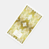 Retro Gold Green Damask Hochzeit Serviette (Ecke)