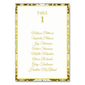Retro Gold Green Damask Hochzeit Tischnummer (Vorderseite)