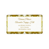 Retro Gold Green Damask Hochzeitadresse Adressaufkleber (Vorne)