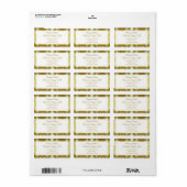 Retro Gold Green Damask Hochzeitadresse Adressaufkleber (Vorne)
