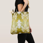 Retro Gold Green Damask Muster Tasche (Von Nahem)