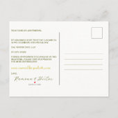 Retro Gold Green Damask Save the Date Ankündigungspostkarte (Rückseite)