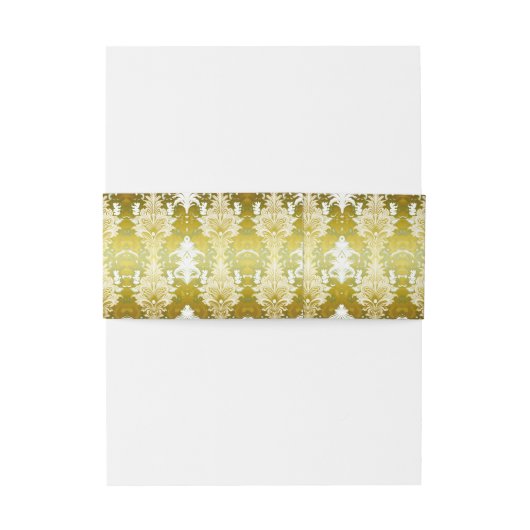 Retro Gold Green Damask Wedding Foto Einladungsbanderole (Rückseitenbeispiel)