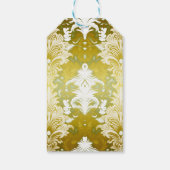 Retro Gold Green Damask Wedding Vielen Dank Geschenkanhänger (Rückseite)