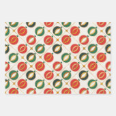 Retro Gold, Grün und Rot Weihnachten Geschenkpapier Set (Vorderseite 3)