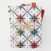 Retro Gold, Grün und Rot Weihnachten Geschenkpapier Set (Beispiel)