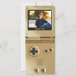 Retro Gold Handheld Gaming II Birthday Invitation Einladung