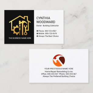 Retro Gold Handyman Tools Gebäude Visitenkarte