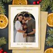 Retro Gold Kariert Arch Foto Frohe Weihnachten