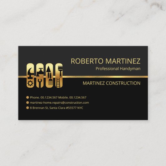 Retro Gold Line Gray Shades Gebäude Visitenkarte (Vorderseite)