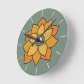 Retro Gold & Orange Blume Wall Clock Runde Wanduhr (Winkel)