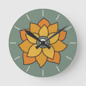 Retro Gold & Orange Blume Wall Clock Runde Wanduhr (Vorderseite)
