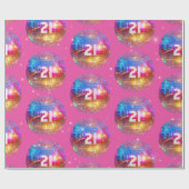Retro Gold Pink Glitzer Diskothek Ball Custom Gebu Geschenkpapier (Flach)