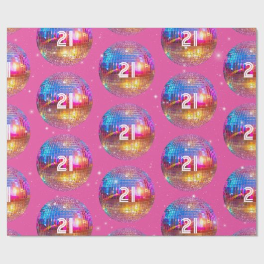 Retro Gold Pink Glitzer Diskothek Ball Custom Gebu Geschenkpapier (Flach)