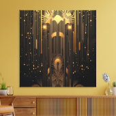 Retro Gold Rain on Black Art Deco Leinwanddruck (Insitu (Wohnzimmer))
