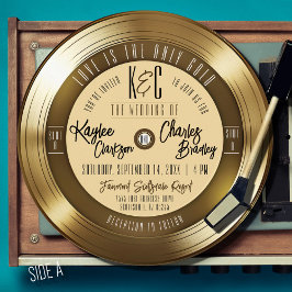 Retro Gold Schallplatte Einzigartige Vintage-Hochz Einladung