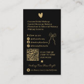 Retro Gold Schwarz Doodles Visagist QR-Code Visitenkarte (Rückseite)