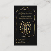 Retro Gold Schwarz Doodles Visagist QR-Code Visitenkarte (Vorderseite)
