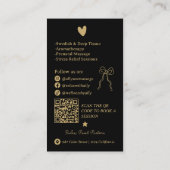 Retro Gold schwarzer QR-Code für Massagetherapeute Visitenkarte (Rückseite)