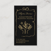 Retro Gold schwarzer QR-Code für Massagetherapeute Visitenkarte (Vorderseite)