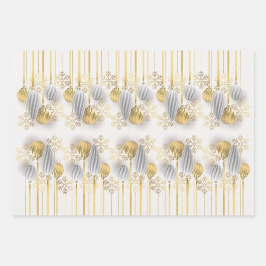 Retro Gold und Silber Weihnachtsschmuck Geschenkpapier Set (Vorderseite 2)