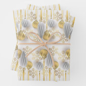 Retro Gold und Silber Weihnachtsschmuck Geschenkpapier Set (Beispiel)